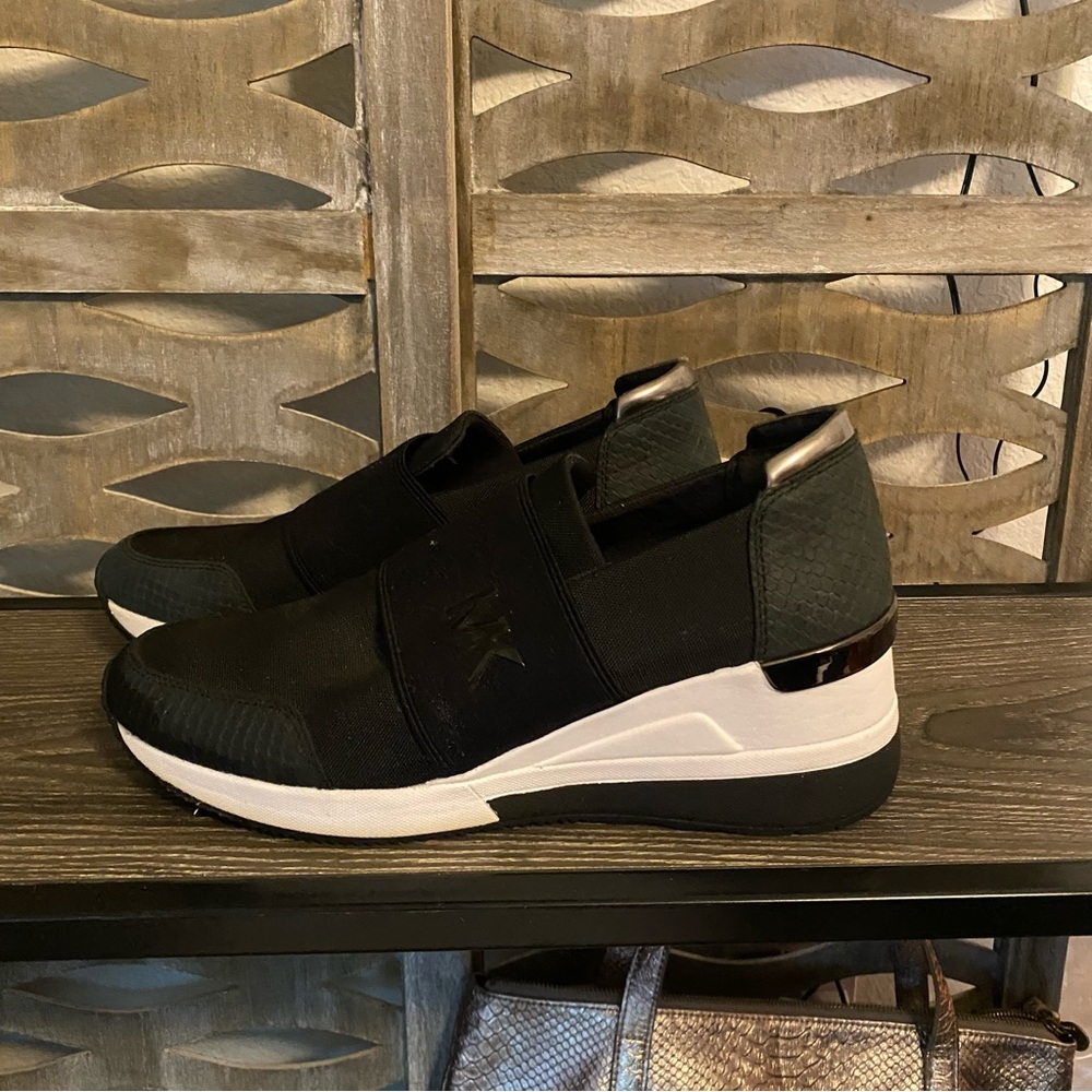 Michael Kors Black and Silver Slip-On Sneakers